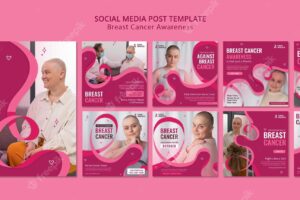 Breast cancer ig posts with pink ribbon