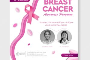 Breast cancer social media post or square banner template
