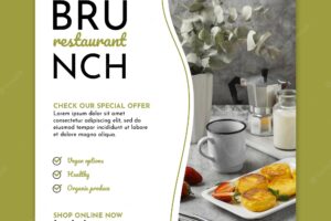 Brunch restaurant square flyer template