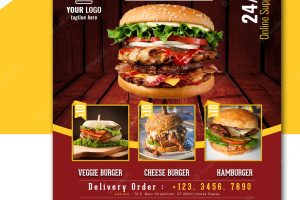 Burger food or fast food menu promotion social media instagram post banner template