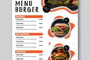Burgers restaurant menu and flyer design template