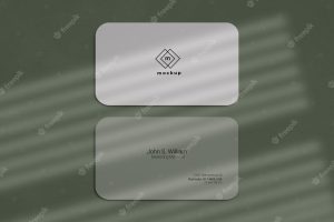 Business card mockup, front and back side with window shadows effect