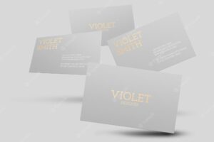 Business card mockup in gray with front and rear view