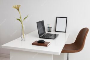 Business desk concept with laptop
