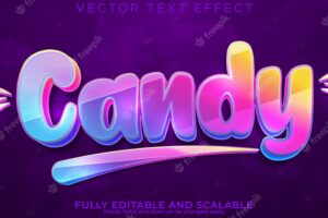 Candy colorful text effect editable rainbow and sugar font style