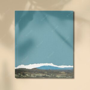 Canvas print mockup of minimal mountain range