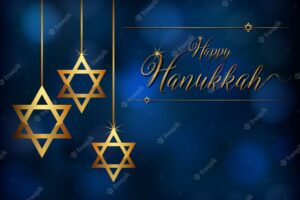Card template for hanukkah with star ornaments