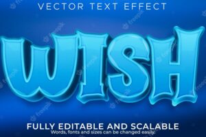 Cartoon wish text effect, editable comic and kids text style