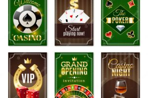 Casino cards mini posters banners set