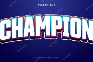 Champion text in esport style, editable text effec