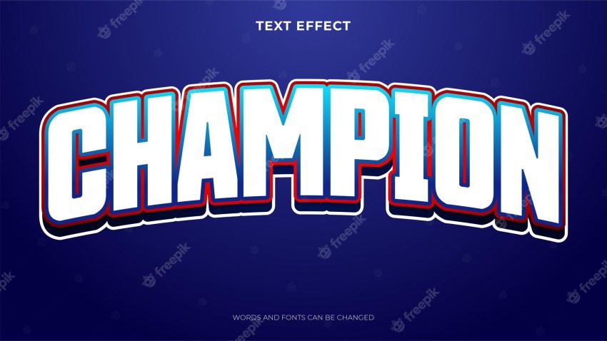 Champion text in esport style, editable text effec