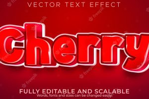 Cherry text effect editable fruit and red text style