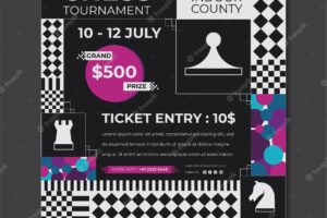 Chess tournament flyer social media post banner template