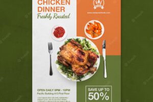 Chicken dinner restaurant poster print template