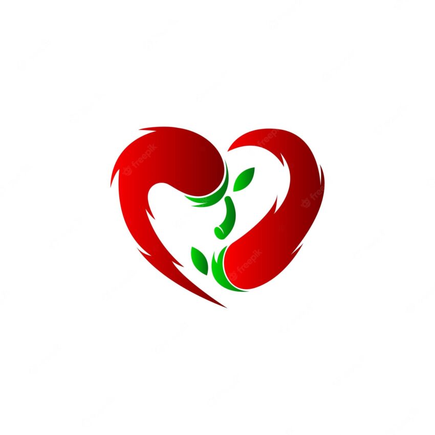 Chili logo with love design vector