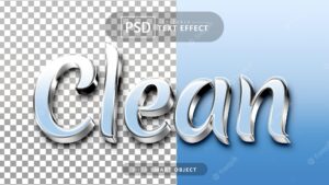 Clean text editable 3d font effects