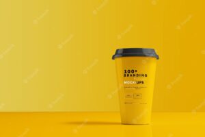 Close up on packaging of coffee cup mockup