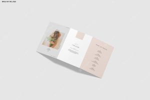 Close up on trifold mockup brochure isolated