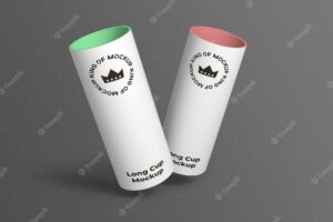 Close up on various large cup mockup isolated