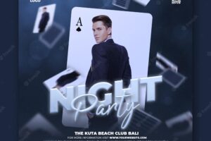 Club dj party flyer social media post template