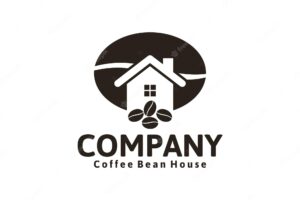 Coffee bean logo design with house, logo inspiration