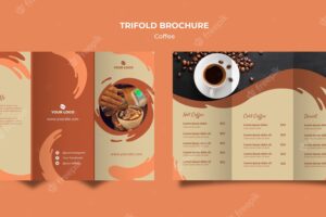 Coffee concept trifold brochure mock-up