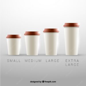 Coffee cup collection of different sizes