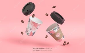 Coffee cups in gravity mockup