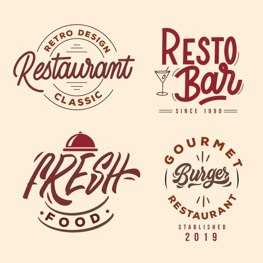 Coffee shop retro logo set