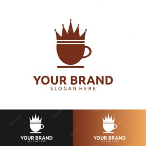 Coffee shop with king crown logo design