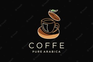 Coffee with line style logo icon design template flat vector