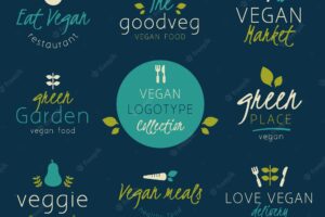 Collection of different logos for vegetarian food