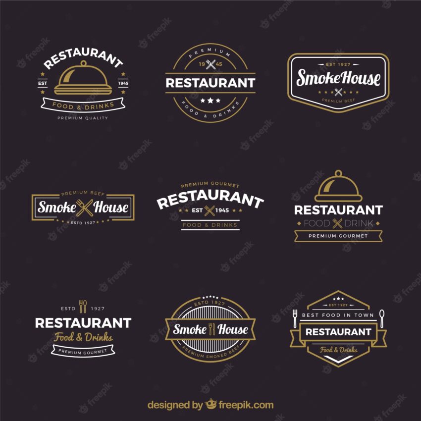 Collection of vintage restaurant logos