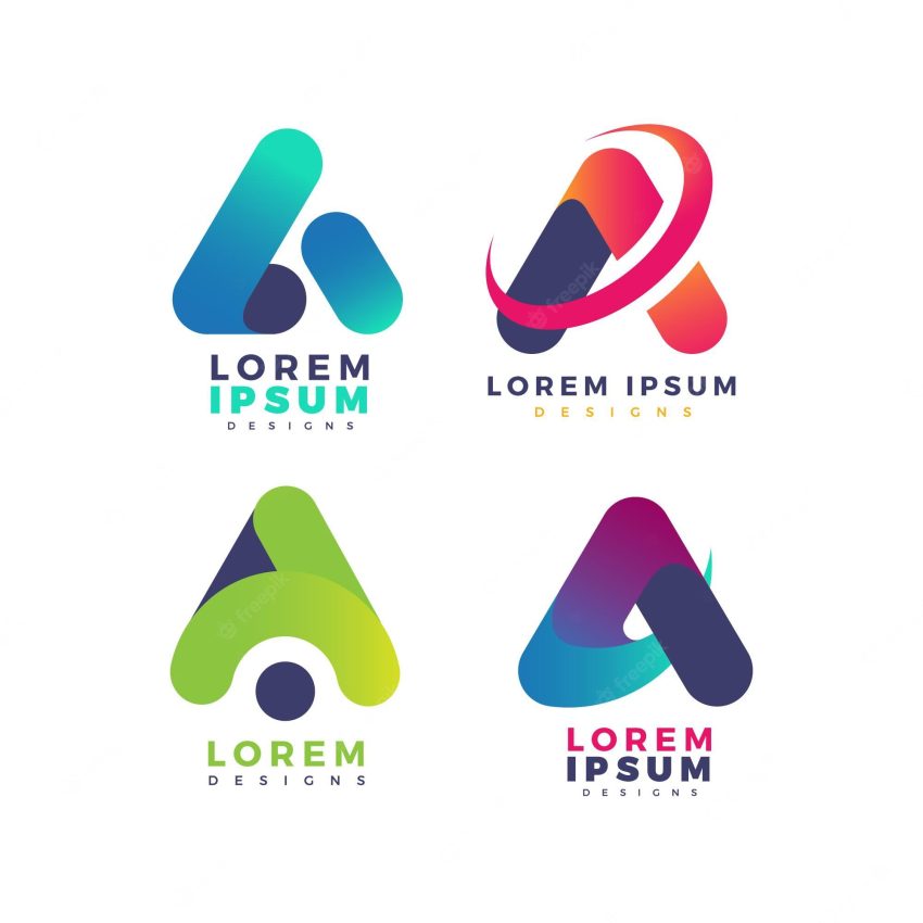 Colorful gradient a logo collection