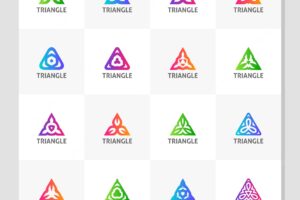 Colorful logos with triangle-shaped