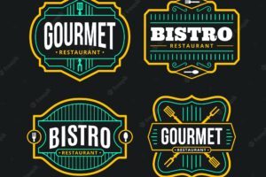 Colorful pack of restaurant logos with retro style