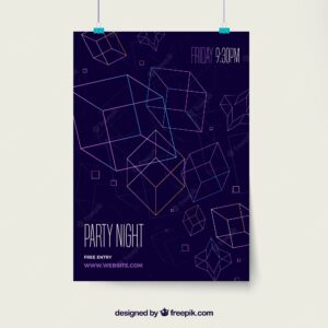 Colorful party poster with geometric figures