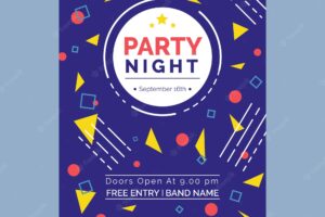 Colorful party poster with geometric shapes