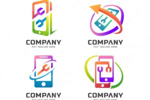Colorful repair mobile phone logo template