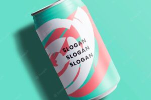 Colorful soda can mockup for beverage packaging design
