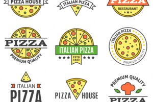 Complete pizza logo collectio