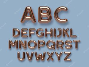 Copper metal alphabet vector set