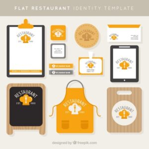 Corporate identity for a restaurant in flat style