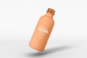 Cosmetic glass bottle packaging mockup