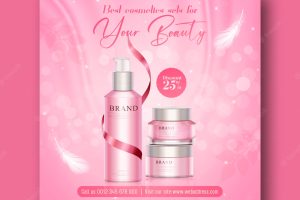Cosmetics beauty products social media facebook and instagram post banner design