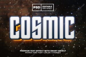 Cosmic galaxy orange glow 3d editable text effect style