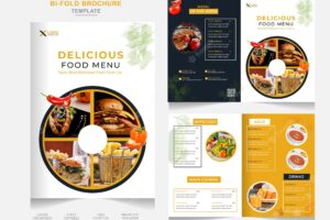 Creative bifold restaurants food menu brochure flyer template delicious fast food bifold brochure
