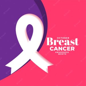 Creative breast cancer month poster with ribbon poster