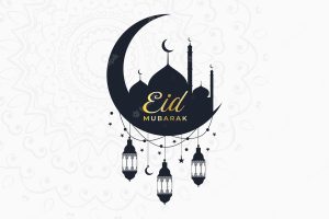 Creative eid mubarak template with mosque and ornament