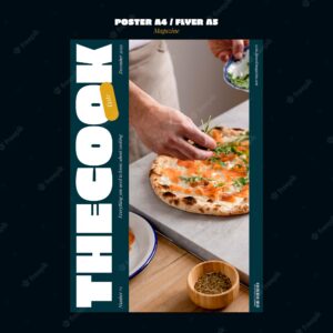 Cuisine and cook vertical poster template